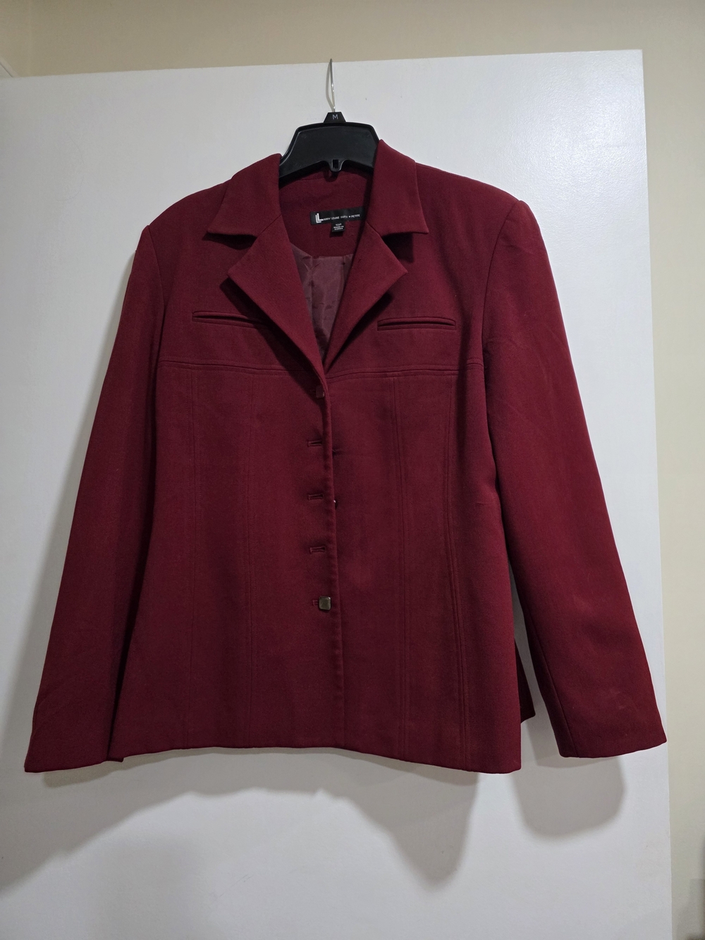 Larry Levine Suits Petite Burgundy Blazer 10P Vintage Career Jacket Wine